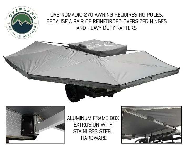 OVS HD Nomadic 270 Degree Awning, Driver Side, Dark Gray Awning w/ Black Cover – 19519907
