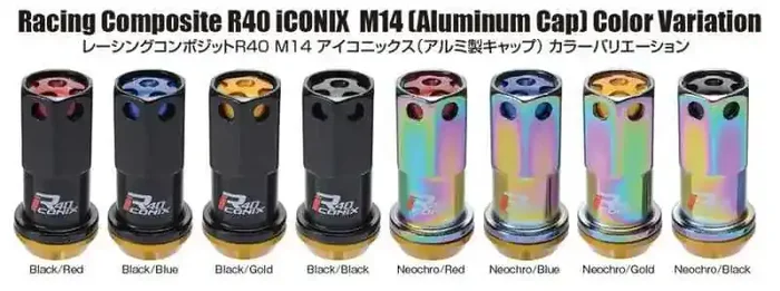 Project Kics 14×1.25 R40 Iconix Lock & Lug Nuts – Neo Chrome w/Gold Cap (16+4 Locks)