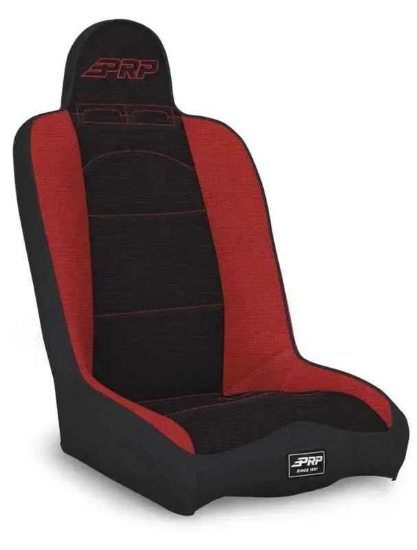PRP Daily Driver High Back Suspension Seat (Two Neck Slots) – Black/Red
