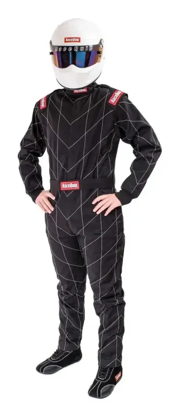 RaceQuip Black Chevron-1 Suit – SFI-1 XL