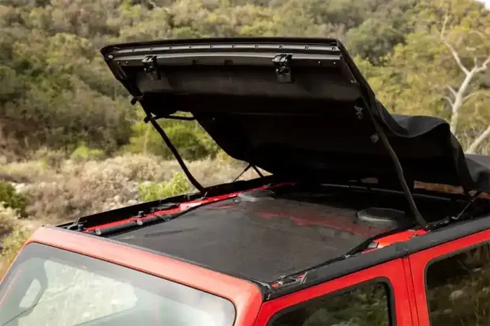 Rampage 2018-2019 Jeep Wrangler(JL) Unlimited Sport 4-Door Mesh Shade Top – Extended – Black
