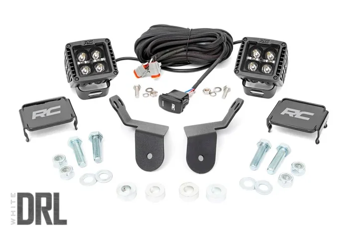 Rough Country LED Light Cage Mount, 2 in., Pair, w/ White DRL for Honda Pioneer 1000 16-22 – 92011