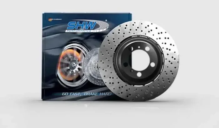 SHW 18-21 BMW M5 4.4L Right Rear Cross-Drilled Lightweight Brake Rotor