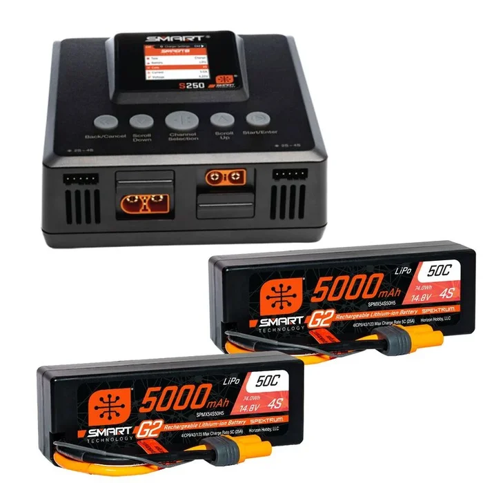 SMART POWERSTAGE 8S SURFACE BUNDLE (2) G2 5000 mAh 4S LIPO IC5 &S250 CHARGER