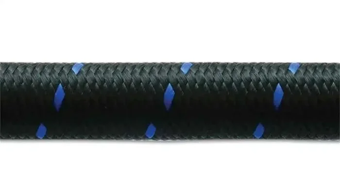 Vibrant -4 AN Two-Tone Black/Blue Nylon Braided Flex Hose (20 foot roll)