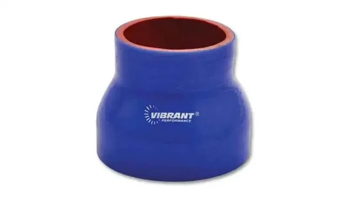 Vibrant 4 Ply Reinforced Silicone Transition Connector – 2.5in I.D. x 3in I.D. x 3in long (BLUE)