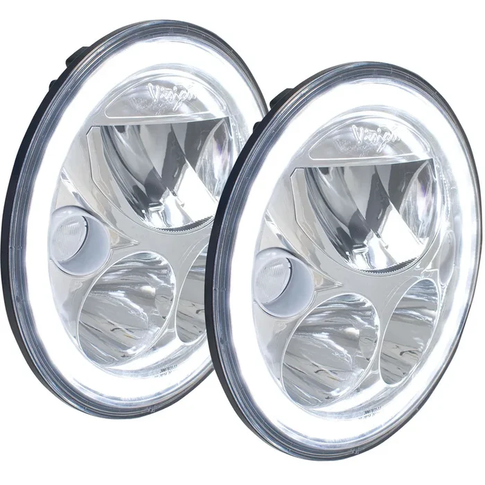 Vision X Lighting 07-17 Jeep JK Headlights (Pair of 7″ Round VX LED Headlight w/ Low-High-Halo Including Anti-Flicker Adapter) – 9892733