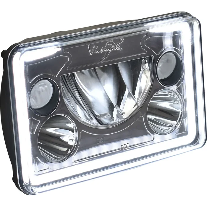 Vision X Lighting Single 4X6″ Rectangle Vx Black Chrome Face Led Headlight W/ Low-High-Halo – 9897813