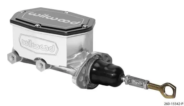 Wilwood Compact Tandem Master Cylinder – 1in Bore – w/Pushrod – Fits Mustang (Ball Burnished)