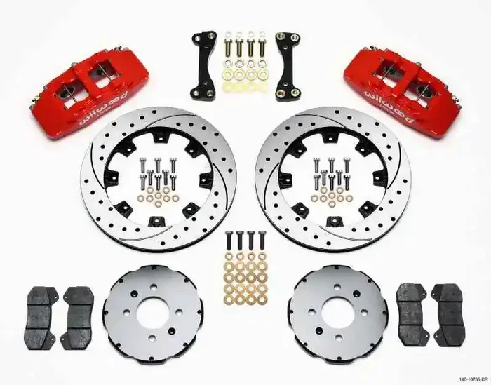 Wilwood Dynapro 6 Front Hat Kit 12.19in Drilled Red 90-99 Civic w/240 mm Disc