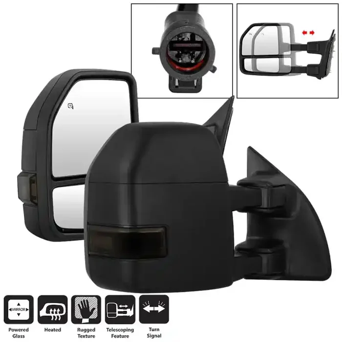 xTune 99-07 Ford Super Duty Heated LED Signal Power Mirrors – Smk (Pair) (MIR-FDSD99S-G4-PW-SM-SET)