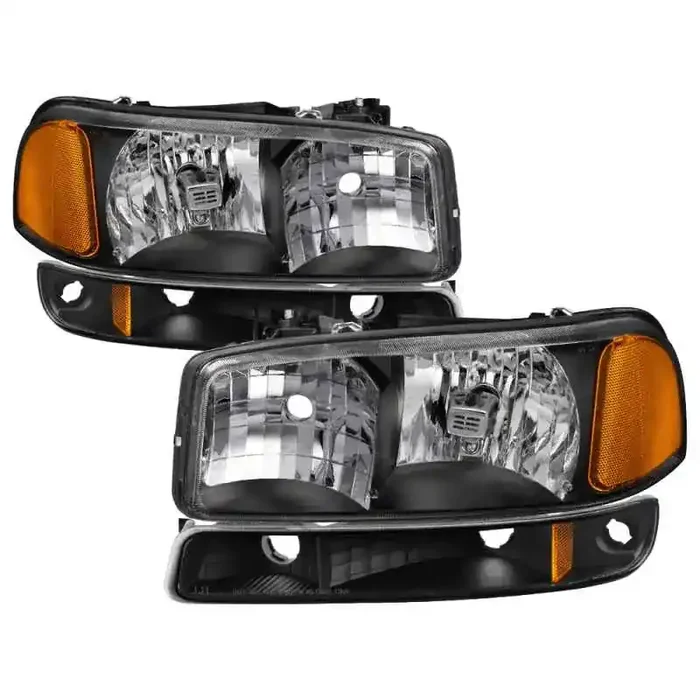 xTune GMC Sierra 99-06 /Yukon 00-06 Crystal Headlights & Bumper Lights – Black HD-JH-GS99-AM-SET-BK