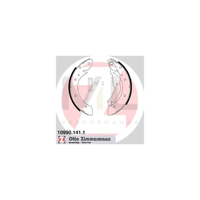 ZIMMERMANN 10990.141.1 Brake Shoe Set Photo corresponds to scope of supply, with lever