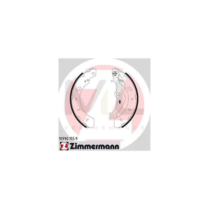 ZIMMERMANN 10990.155.9 Brake Shoe Set Photo corresponds to scope of supply, with lever