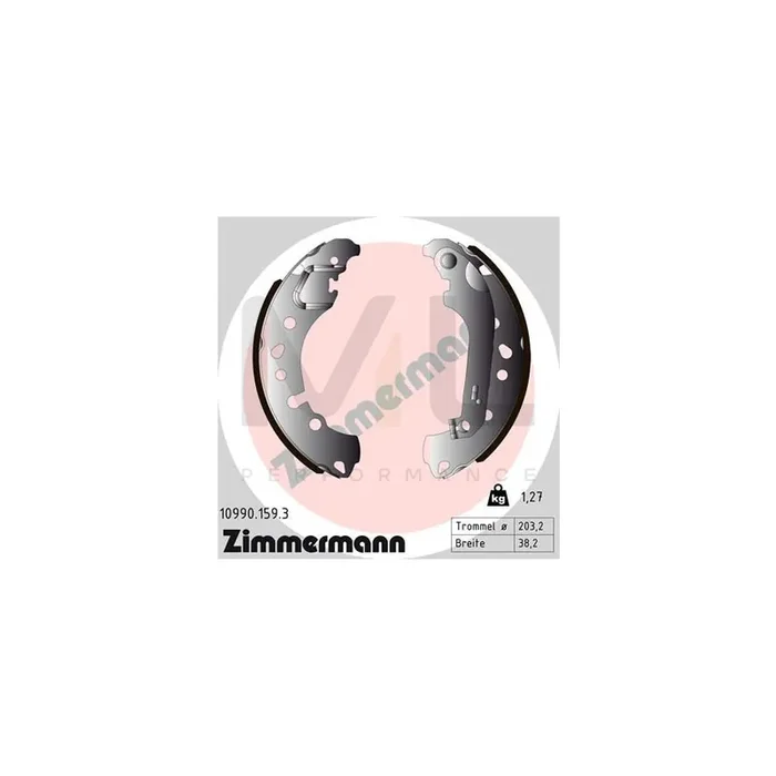 ZIMMERMANN 10990.159.3 Brake Shoe Set for FORD Fiesta Mk7 Hatchback Photo corresponds to scope of supply, with lever